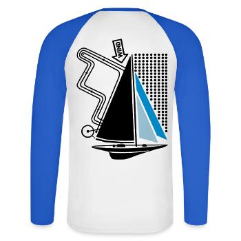Voilier et cours de régate Voilier Voilier Voilier - T-shirt baseball manches longues Homme - blanc/bleu royal - Dos - Nik (191cm)