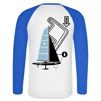 Parcours de régate moderne de voilier Yacht Yacht - T-shirt baseball manches longues Homme - blanc/bleu royal - Dos - Nik (191cm)