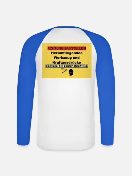 Achtung_Baustelle_PNG - Unisex Baseballshirt langarm - Weiß/Royalblau