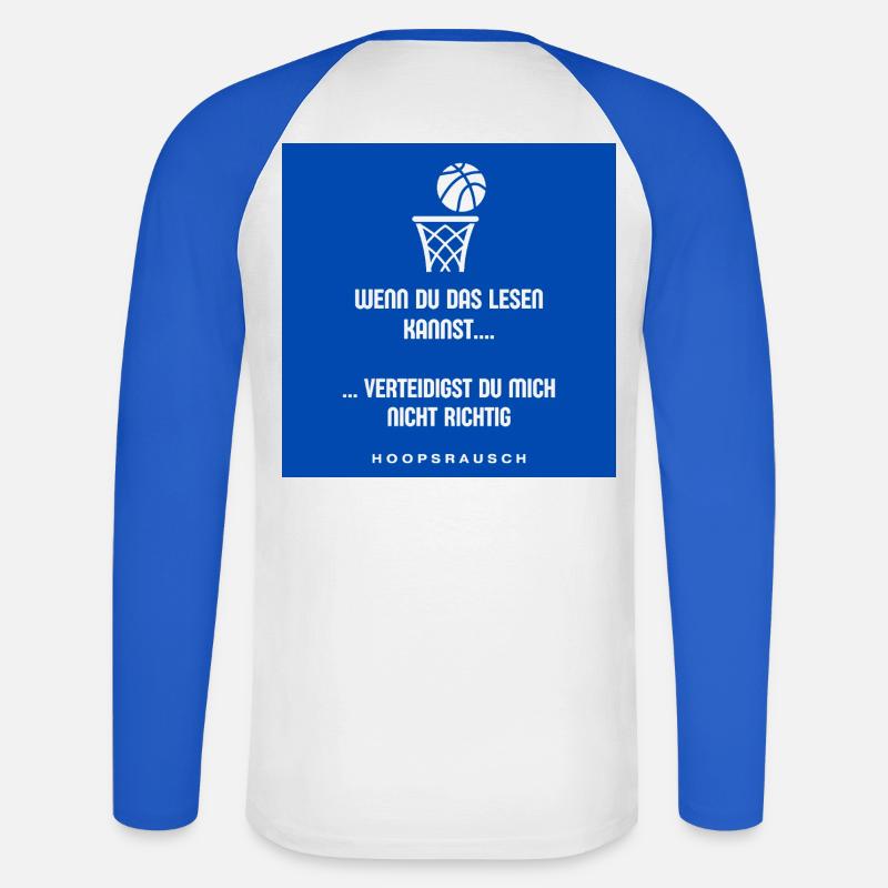 Lesen oder Verteidigen Spruch Hoopsrausch - Unisex Baseballshirt langarm - Weiß/Royalblau