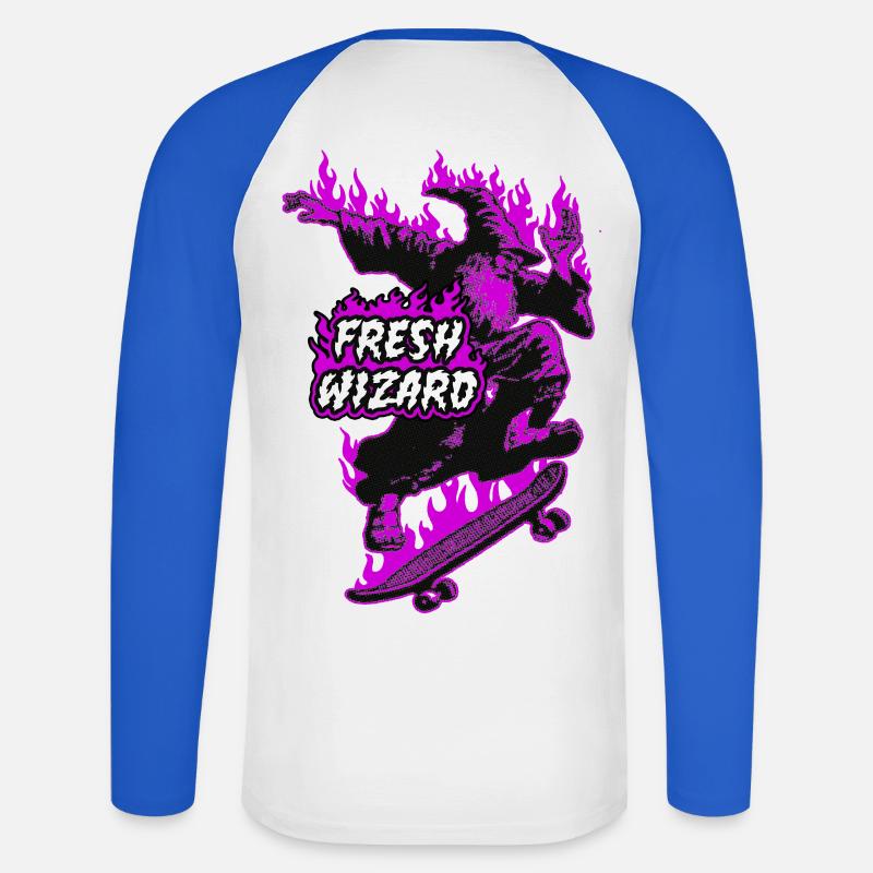 Fresh Wizard - Unisex Baseballshirt langarm - Weiß/Royalblau
