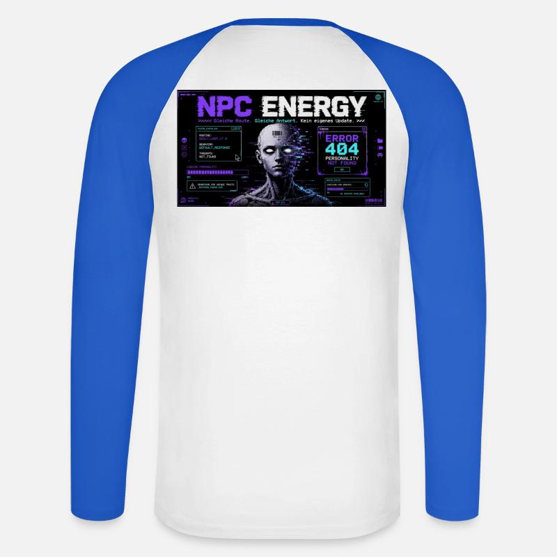 NPC ENERGY ERROR 404 - Unisex Baseballshirt langarm - Weiß/Royalblau
