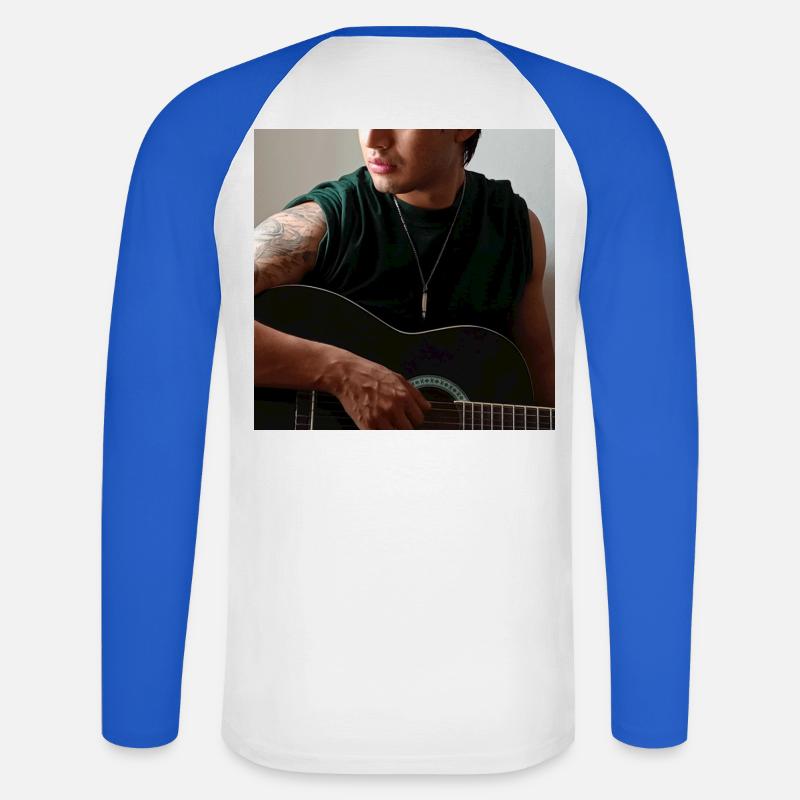 Studio Night Guitar - Unisex Baseballshirt langarm - Weiß/Royalblau