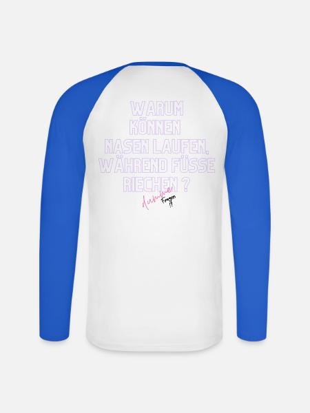 Warum Nasen Laufen, Füße Riechen - Unisex Baseballshirt langarm - Weiß/Royalblau