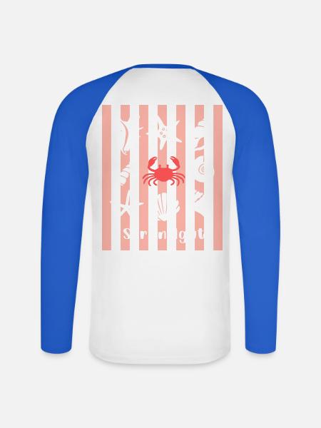 Strandgut Muscheln Seesterne und Krebs - Unisex Baseballshirt langarm - Weiß/Royalblau