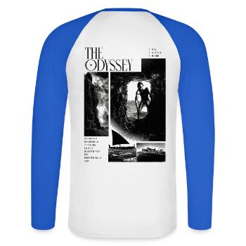 Le voyage d’Ulysse - T-shirt baseball manches longues Homme - blanc/bleu royal - Dos - Nik (191cm)