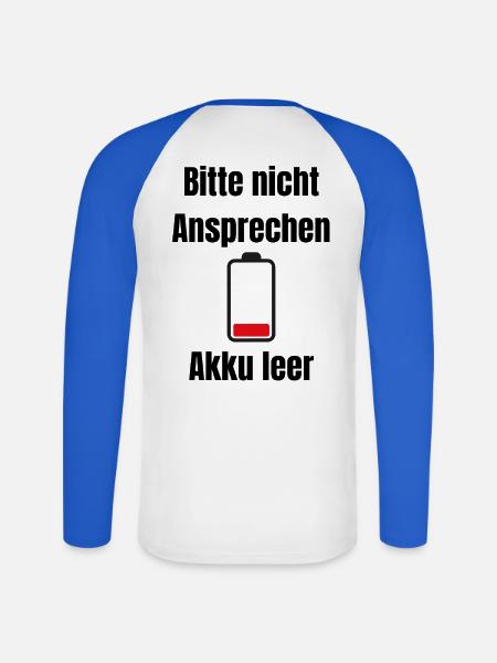 Niedrige Batterie Silhouette - Unisex Baseballshirt langarm - Weiß/Royalblau