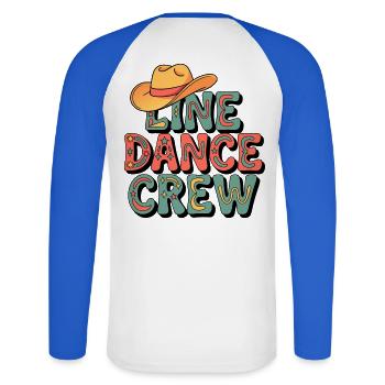 Troupe de danse country - T-shirt baseball manches longues Homme - blanc/bleu royal - Dos - Nik (191cm)