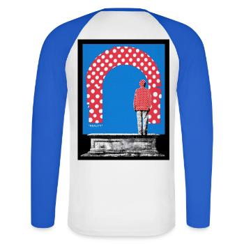 Réalité - T-shirt baseball manches longues Homme - blanc/bleu royal - Dos - Nik (191cm)