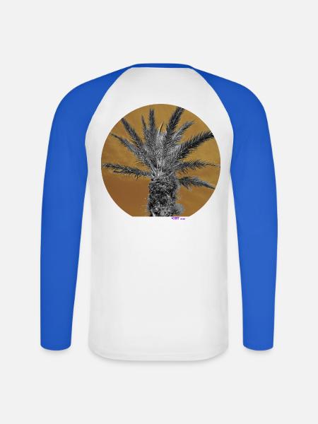 Retro-Handfläche - Unisex Baseballshirt langarm - Weiß/Royalblau