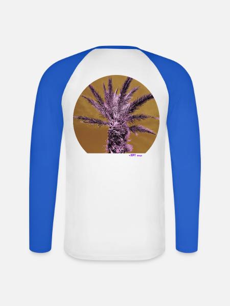 Purple Palm - Unisex Baseballshirt langarm - Weiß/Royalblau