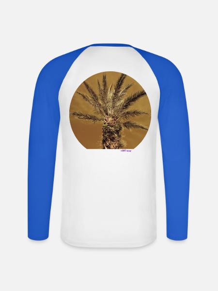 Goldene Palme - Unisex Baseballshirt langarm - Weiß/Royalblau