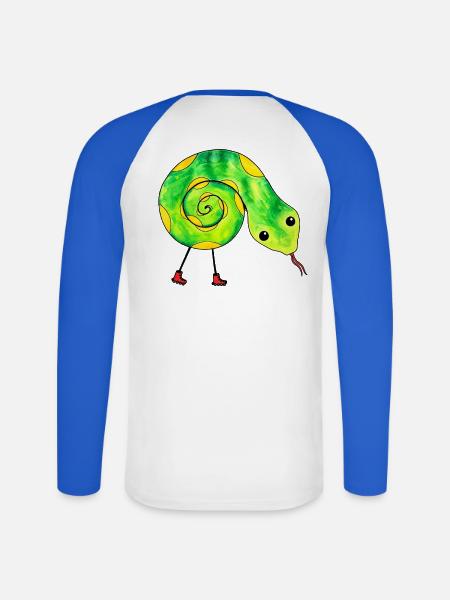 Snake on Skates - Unisex Baseballshirt langarm - Weiß/Royalblau