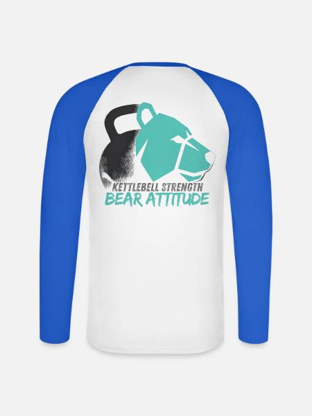 Kettlebell Bär Attitude - Unisex Baseballshirt langarm - Weiß/Royalblau