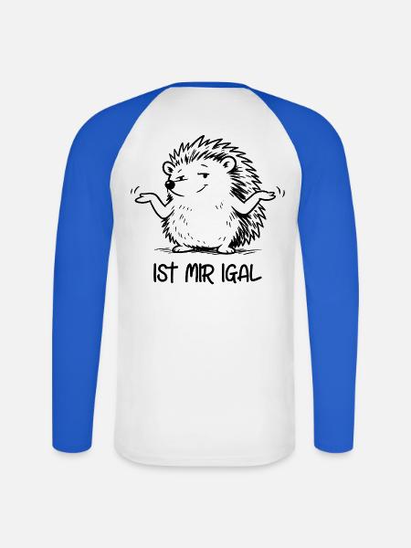 Igel - ist mir igal - Unisex Baseballshirt langarm - Weiß/Royalblau
