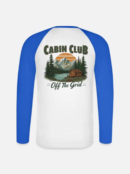 Cabin Club – Off The Grid - Unisex Baseballshirt langarm - Weiß/Royalblau