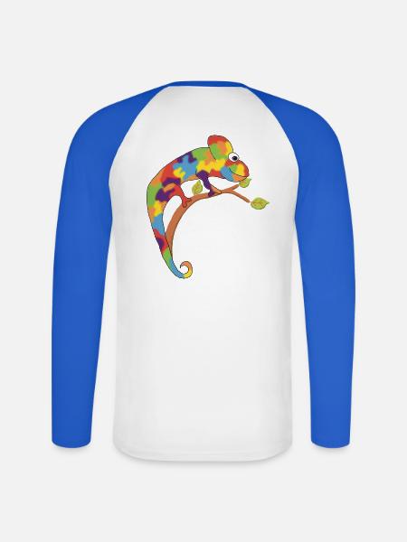 Ich bin ein Chamäleon - Unisex Baseballshirt langarm - Weiß/Royalblau