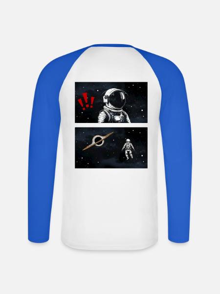 Astronaut im Schwarzen Loch - Unisex Baseballshirt langarm - Weiß/Royalblau