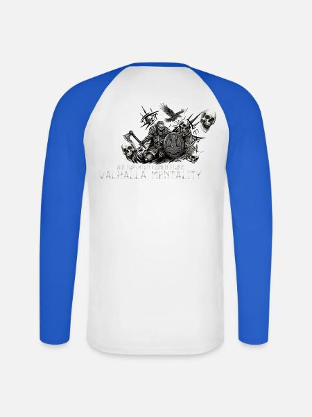 Wikinger Valhalla Mentalität  - Unisex Baseballshirt langarm - Weiß/Royalblau