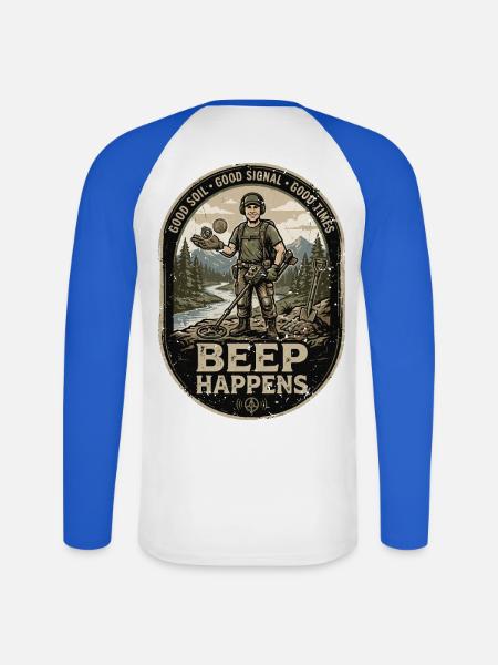  Backprint | Sondengänger Sondler sondeln - Unisex Baseballshirt langarm - Weiß/Royalblau