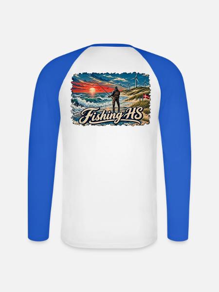 Angeln Hvide Sande2 - Unisex Baseballshirt langarm - Weiß/Royalblau