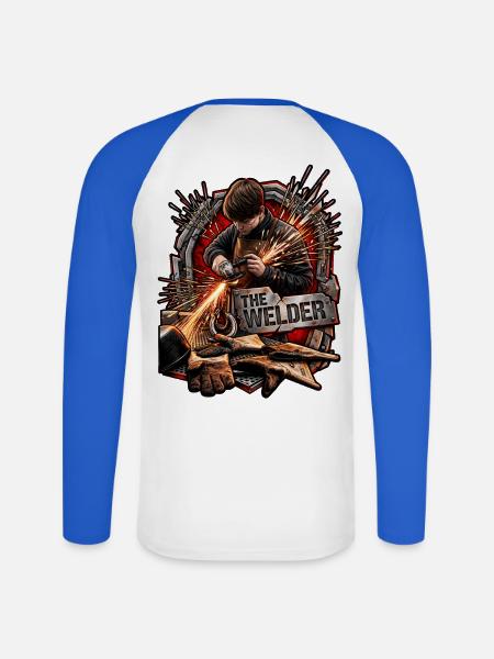 Der Schweißer Funkenkraft - Unisex Baseballshirt langarm - Weiß/Royalblau