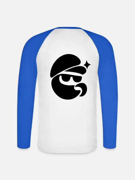 Cooler Pilz mit Sonnenbrille - Unisex Baseballshirt langarm - Weiß/Royalblau