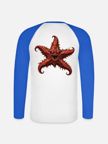 Unheimlicher Albtraum-Seestern - Unisex Baseballshirt langarm - Weiß/Royalblau