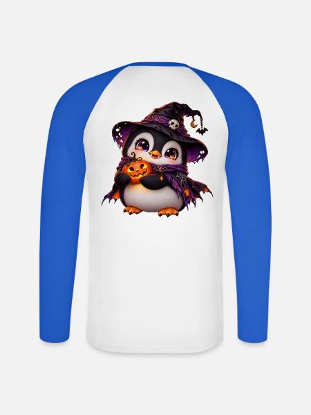 Halloween-Pinguinpinguin - Unisex Baseballshirt langarm - Weiß/Royalblau