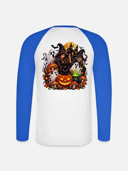 Magische Halloween Hexen & Geist - Unisex Baseballshirt langarm - Weiß/Royalblau