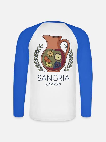 Sangria - Unisex Baseballshirt langarm - Weiß/Royalblau