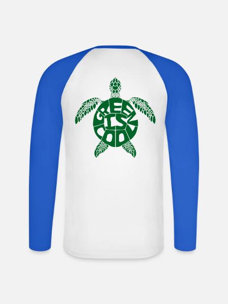 Green is cool - Schildkröte - Unisex Baseballshirt langarm - Weiß/Royalblau
