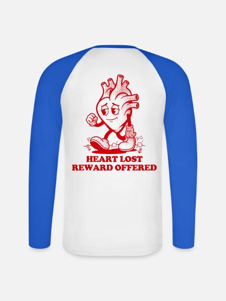 Herz verlorene Belohnung angeboten - Unisex Baseballshirt langarm - Weiß/Royalblau