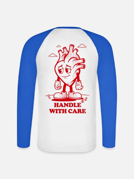 Herz-Griff mit Vorsicht - Unisex Baseballshirt langarm - Weiß/Royalblau