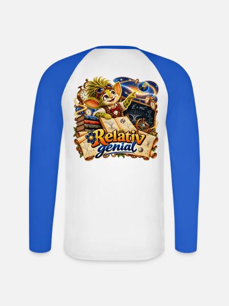 Wenuma Relativ genial - Unisex Baseballshirt langarm - Weiß/Royalblau