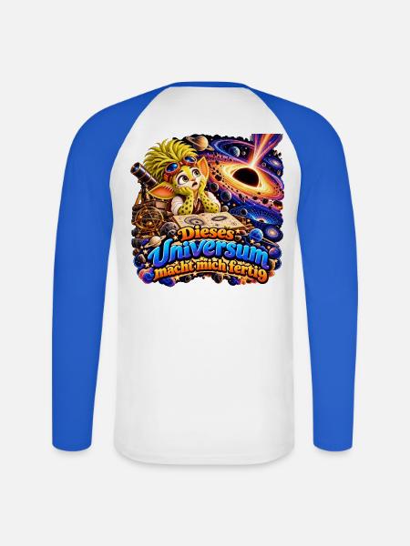 Wenuma  Diese Universum macht mich fertig  - Unisex Baseballshirt langarm - Weiß/Royalblau
