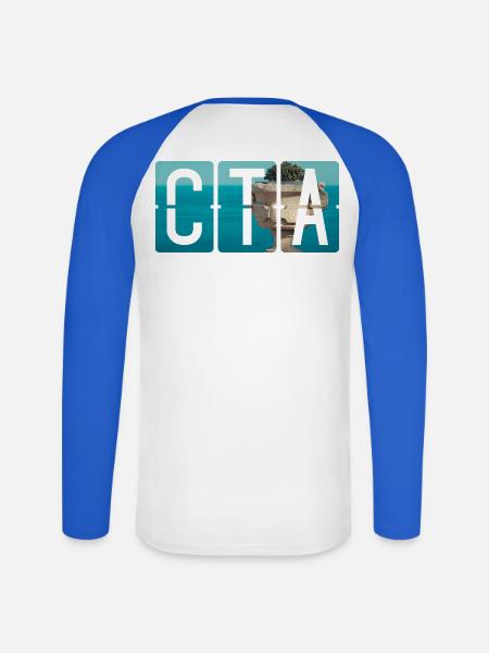 Flughafen Catania CTA - Unisex Baseballshirt langarm - Weiß/Royalblau