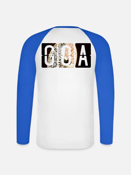 Flughafen Genua GOA - Unisex Baseballshirt langarm - Weiß/Royalblau
