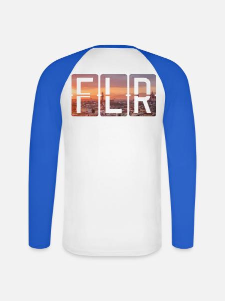 Flughafen Florenz FLR - Unisex Baseballshirt langarm - Weiß/Royalblau