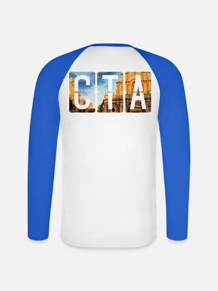 Flughafen Catania CTA - Unisex Baseballshirt langarm - Weiß/Royalblau