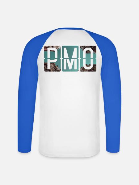 Palermo Flughafen PMO - Unisex Baseballshirt langarm - Weiß/Royalblau