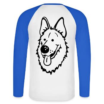 German Shepherd - Unisex Long Sleeve Baseball T-Shirt - white/royal blue - Back - Nik (191cm)