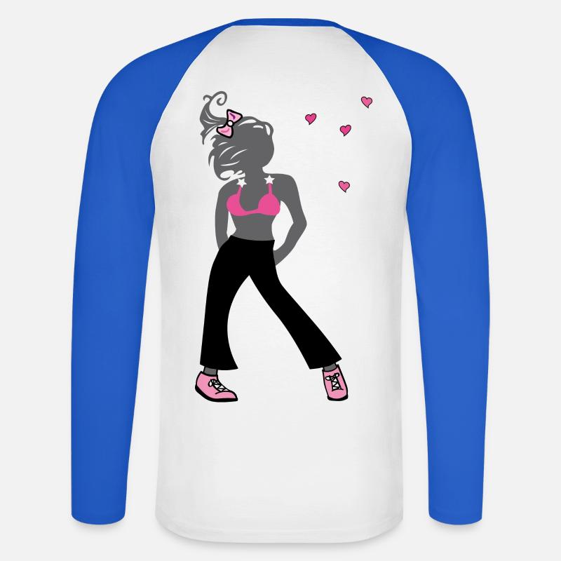 Junges Mädchen - Unisex Baseballshirt langarm - Weiß/Royalblau