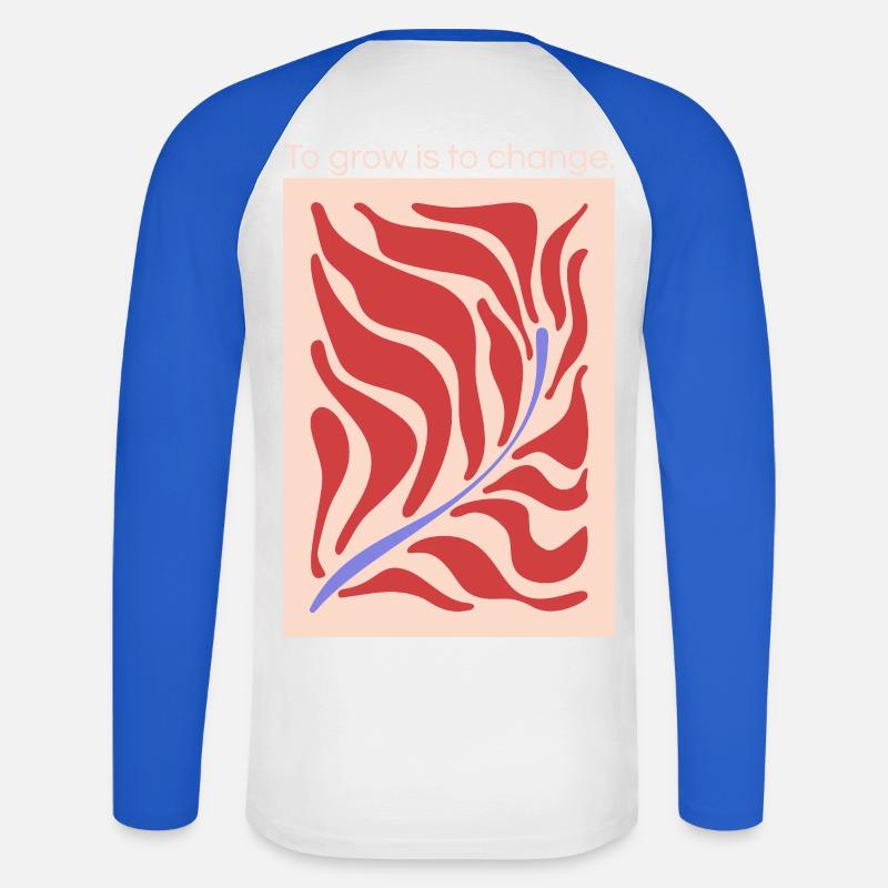 Growth through change – leaf shape pattern - Unisex Long Sleeve Baseball T-Shirt - white/royal blue