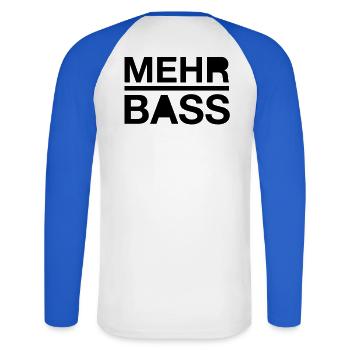Plus basse - T-shirt baseball manches longues Homme - blanc/bleu royal - Dos - Nik (191cm)