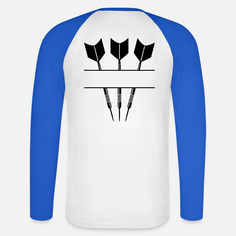 Drei Darts einfarbig mit Textzeile. - Unisex Baseballshirt langarm - Weiß/Royalblau