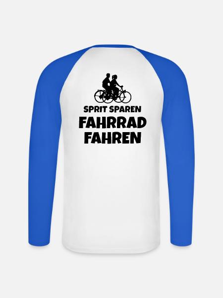 Sprit sparen - Fahrrad fahren Fahrradfahrer Spruch - Unisex Baseballshirt langarm - Weiß/Royalblau