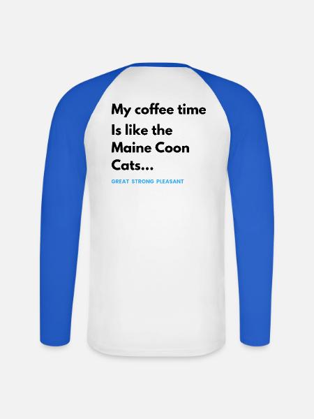 Kaffeezeit wie die Maine Coon Katzen - Unisex Baseballshirt langarm - Weiß/Royalblau