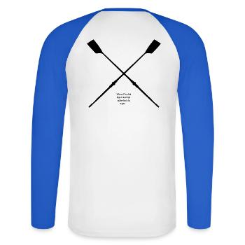 Rudershirt mit Sehtest - Unisex Baseballshirt langarm - Weiß/Royalblau - Hinten - Nik (191cm)