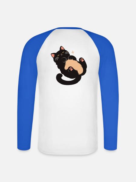 Kuschelkatz mit flauschigem Bauch - Unisex Baseballshirt langarm - Weiß/Royalblau